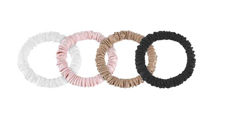 Coletero de seda natural, 4uds., blanco, rosa, negro y bronce