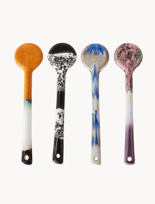 Cucharas pintadas a mano con esmalte reactivo 70's, set de 4